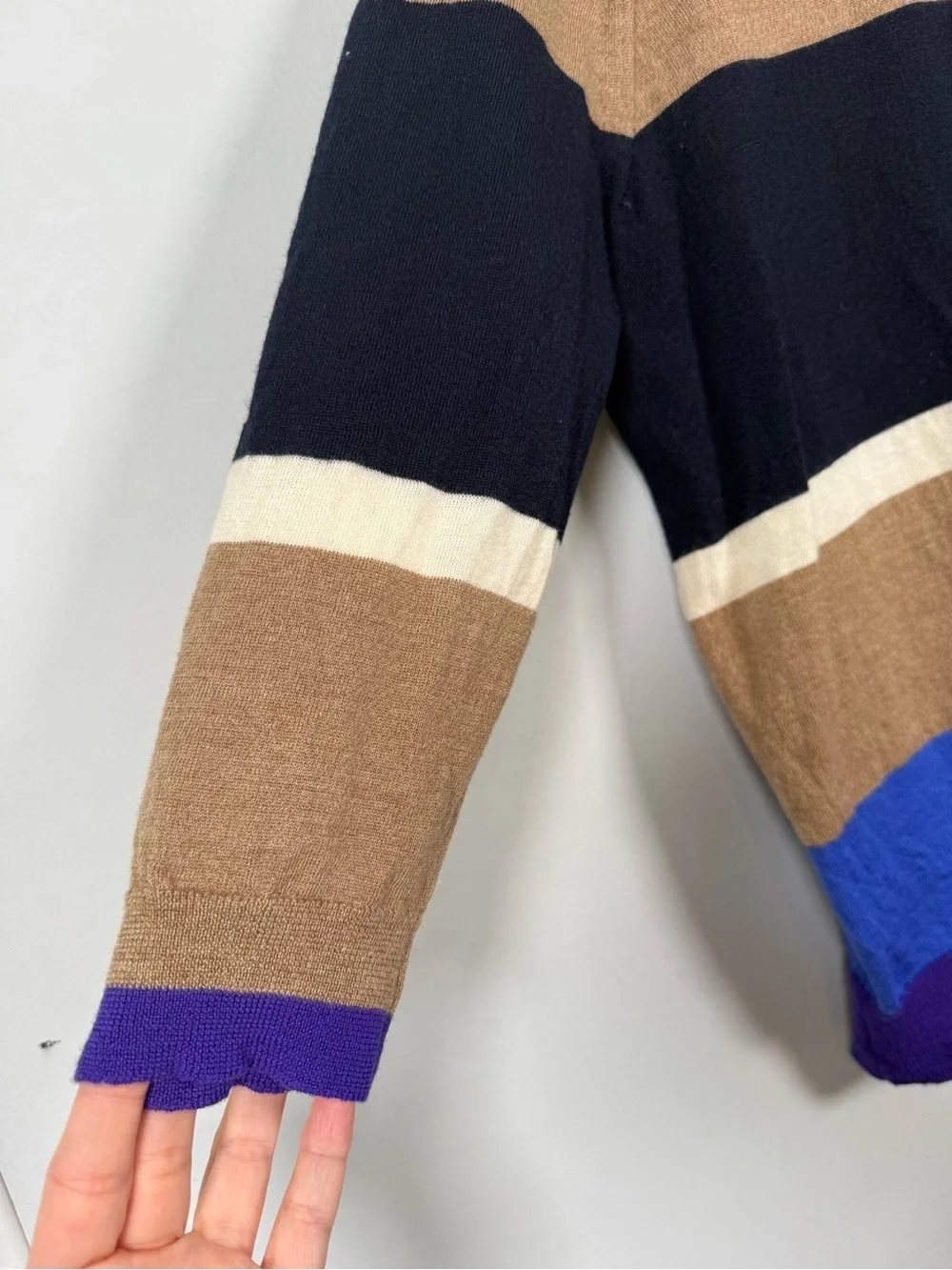 J. Crew Striped Merino Wool Crewneck Sweater, Size L